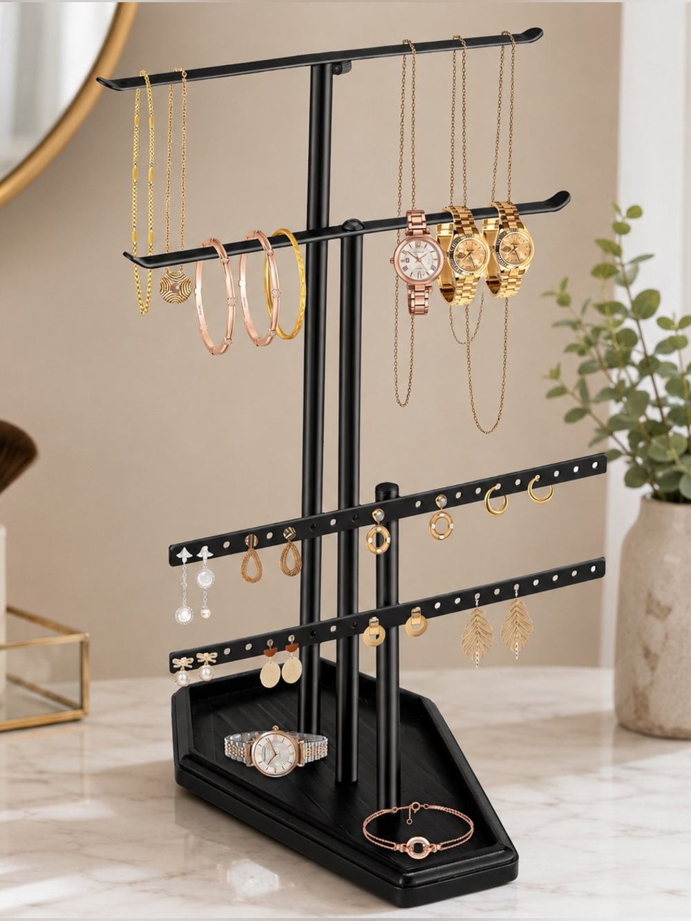 🖤 Gothic Coffin Jewelry Organizer – 4-Tier Black Jewelry Stand